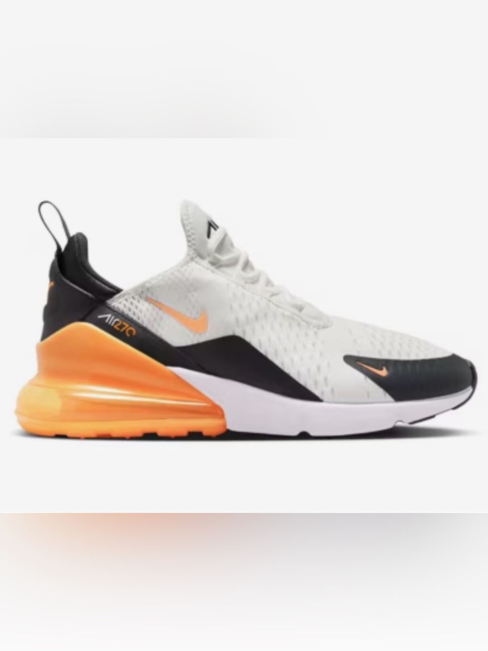 Nike men’s Air Max 270 Sneaker - White, Black & Orange
